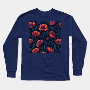 Poppies Flower Pattern Long Sleeve T-Shirt